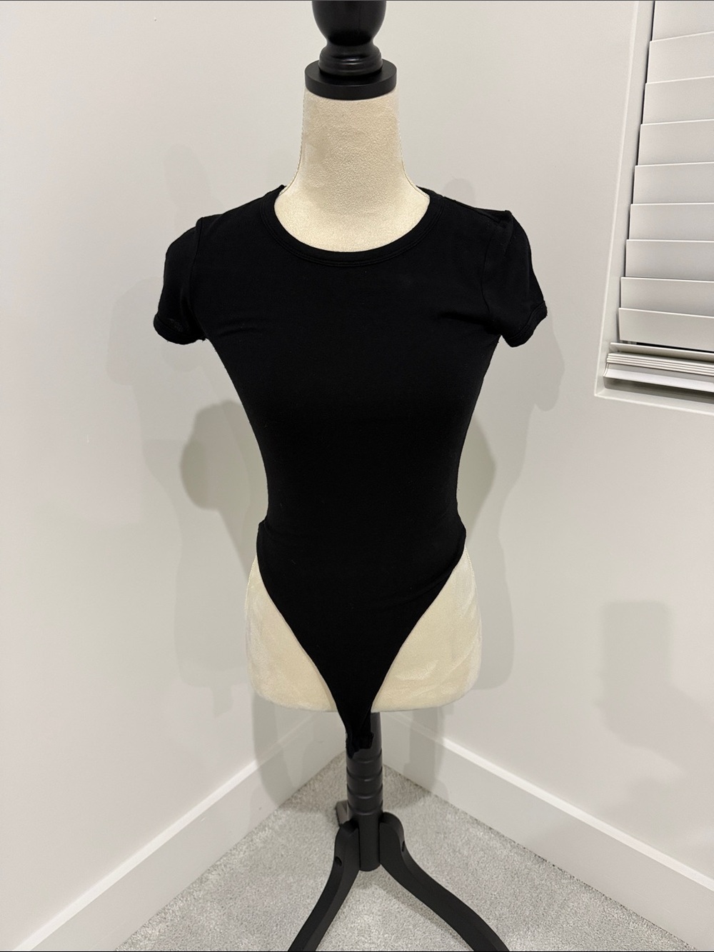 Hot Miami Styles Black Short Sleeve Crewneck Bodysuit